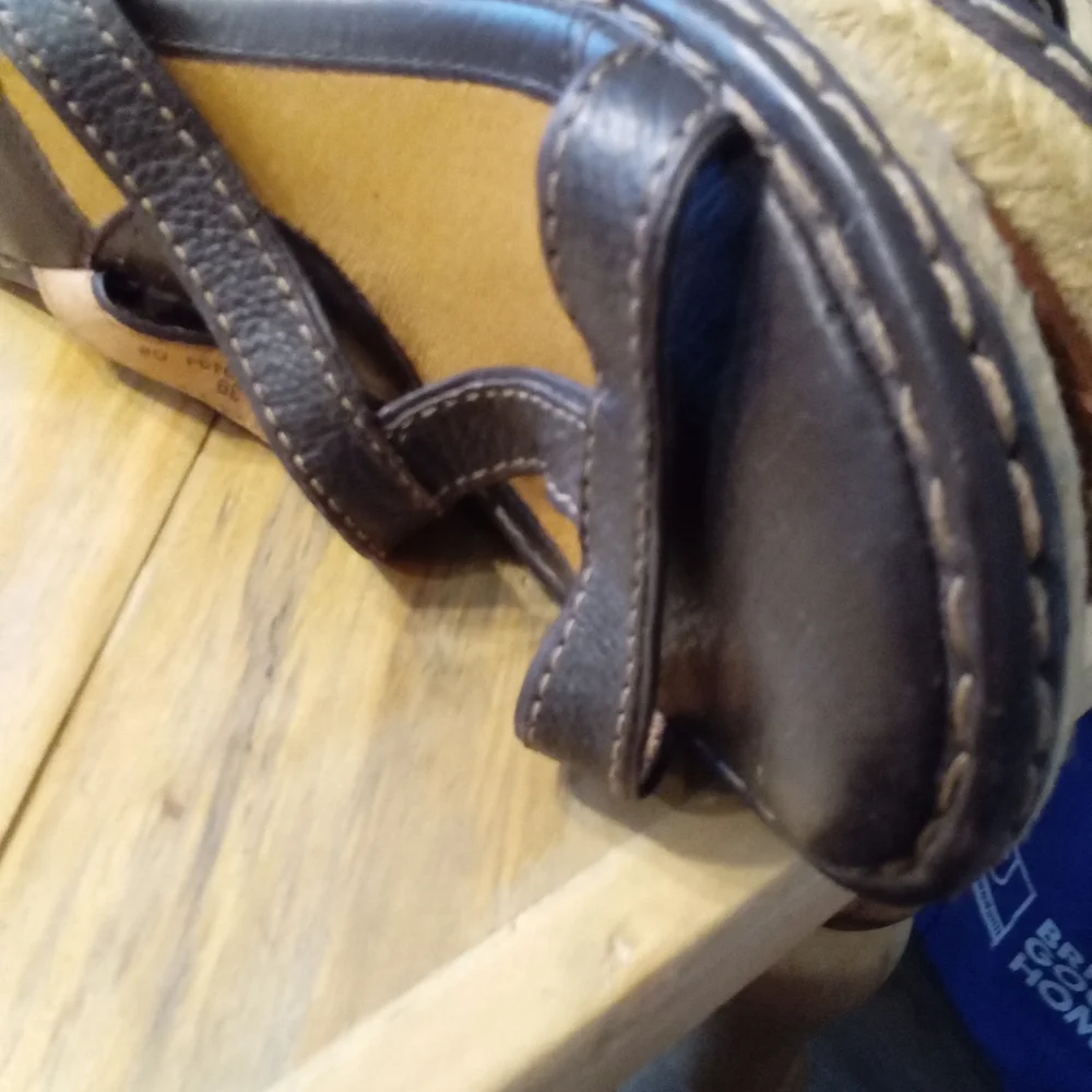Born Size 8 Navy Blue Espadrille Open Toe Leather 3